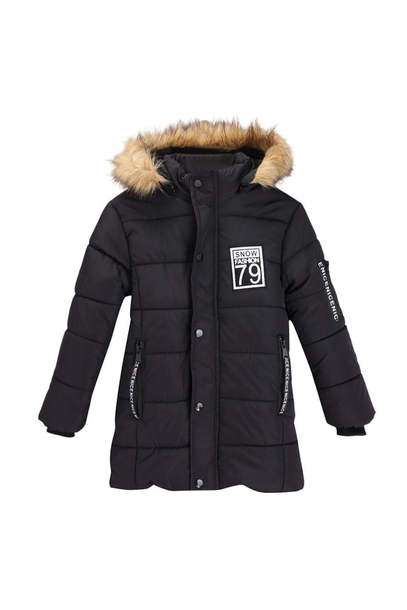 Boys Warm Winter Short Down Jacket Cold Weather Puffer Coat Lightweight All Day Wear for Children 120 Size Black