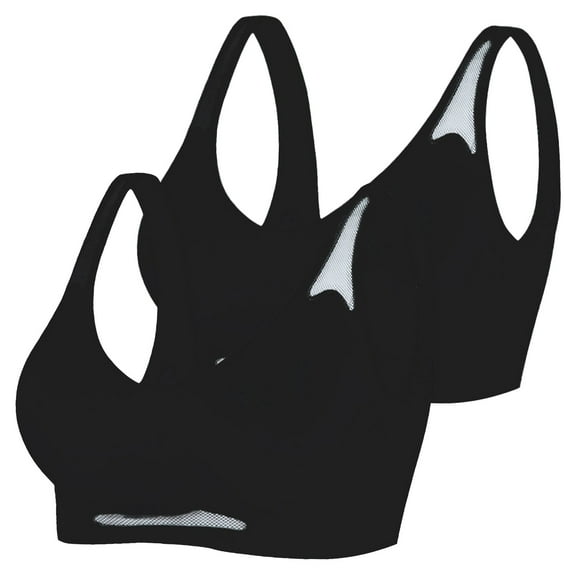 Breezora Breathable Comfort Wireless Bra Supportive Seamless Bralette Lightweight Everyday Brassiere XXL Size Black