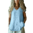 thumbnail image 1 of Breezora Breathable Cotton Linen Loose Fit Blouse for Women Trendy Printed Long Sleeve Top with Comfortable V Neck Design XL Size Light Blue, 1 of 4