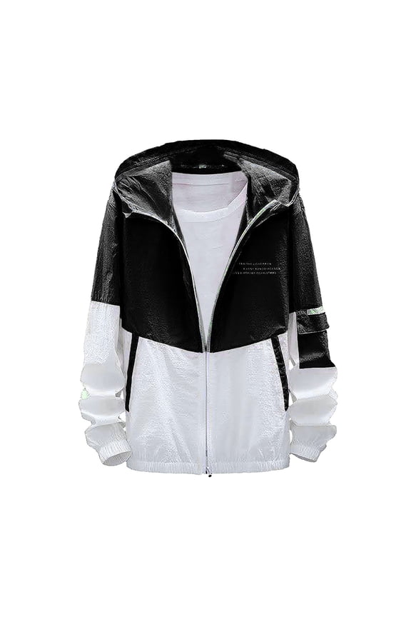 Breathable Hooded Windbreaker with Button Front Thin Outdoor Sun Protection Jacket for Fishing and Casual Wear L Size Black