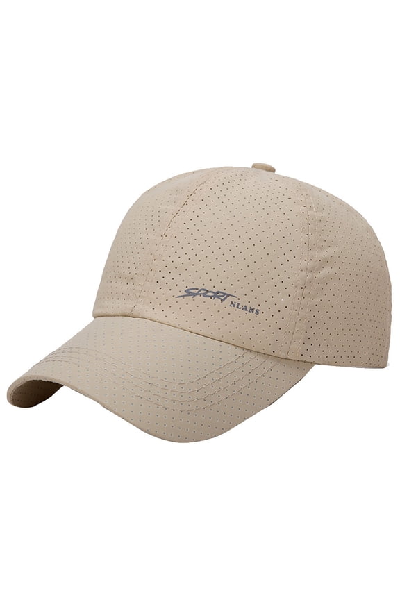 Breathable Mesh Baseball Cap for Men Adjustable Sporty Sun Protection Quick Dry Hat Beige
