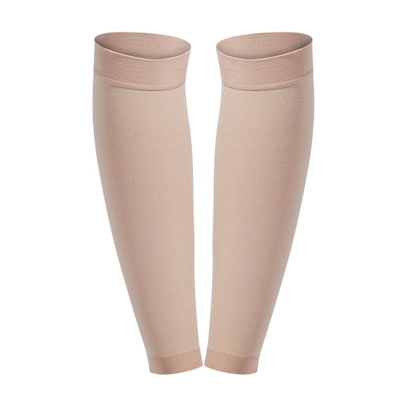 Breezora Calf Compression Sleeves for Men and Women Footless Design for Leg Support and Swelling Relief from Varicose Veins with Maternity Comfort L Size Beige