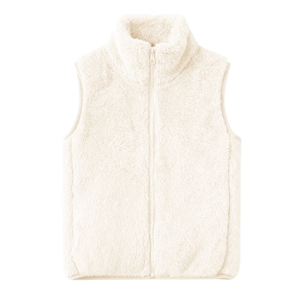 Breezora Childrens Double Face Plush Vest Ultra Soft Winter Wear for All Day Comfort 100 Size Beige