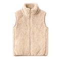 thumbnail image 1 of Breezora Childrens Double Face Plush Vest Ultra Soft Winter Wear for All Day Comfort 90 Size Khaki, 1 of 6