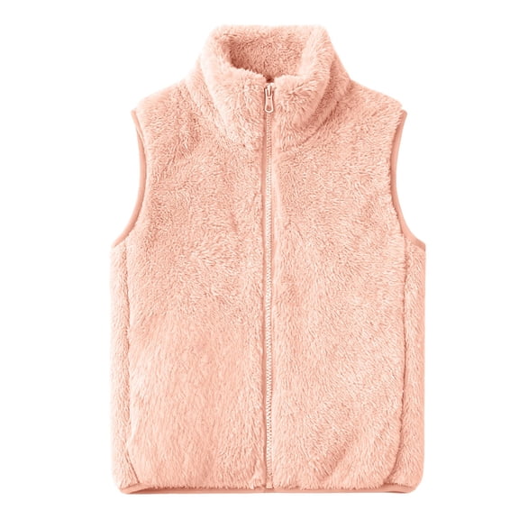 Breezora Childrens Double Face Plush Vest Ultra Soft Winter Wear for All Day Comfort 90 Size Pink