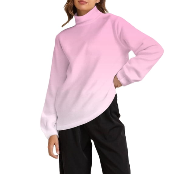 Breezora Cold Weather Mock Neck Sweatshirt Womens Insulated Crew Long Sleeve Casual Indoor Outdoor Loungewear XXL Size Pink