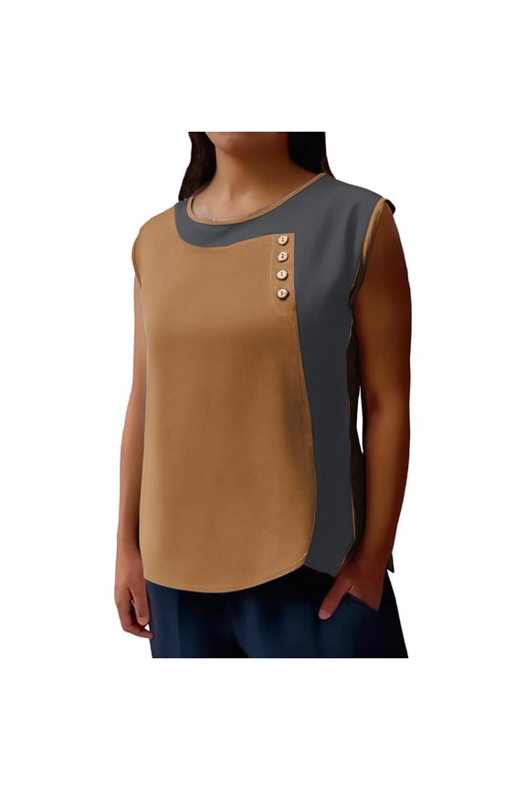 Color Block Women's Relaxed Fit Tshirt Flattering Concealing Design Comfortable Stretchy Casual Top For Everyday Wear And Layering XXXXL Size Yellow