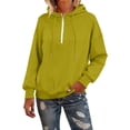 thumbnail image 1 of Breezora Contemporary Women Quarter Zip Hoodie Pullover Soft Casual Streetwear Style Lightweight Comfortable Top with Front Pockets M Size Yellow, 1 of 1