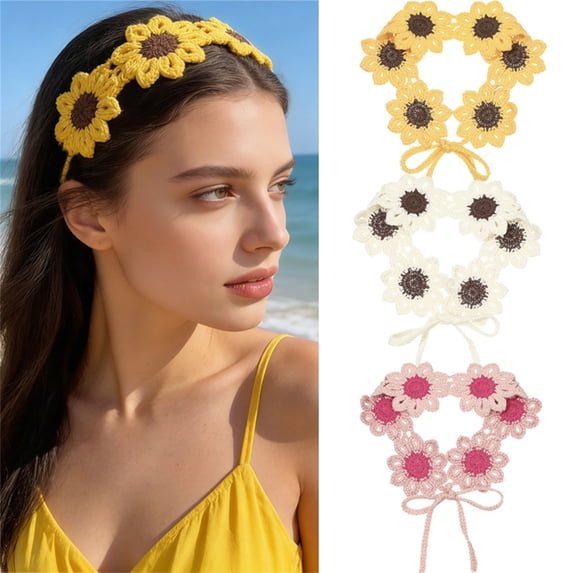 Breezora Crochet Knitted Headbands Hairbands Scarf Accessories For Festival Holiday Aesthetic Look