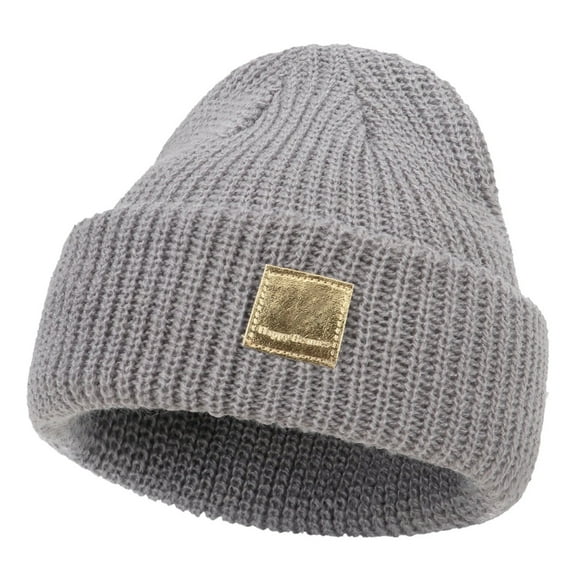 Breezora Cuffed Knit Beanie Hat Stretchy Warm Ear Protection Winter Cap for Toddlers Boys and Girls Grey