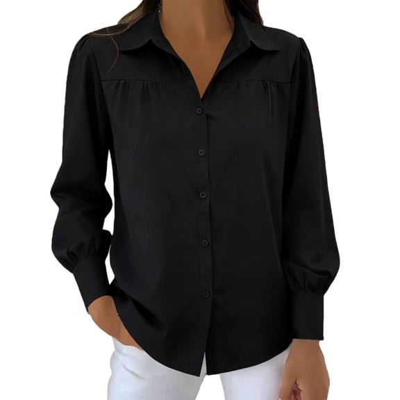Breezora Elegant Cowl Neck Blouse For Women Draped Neck Long Sleeve Top Office Workwear Dressy Casual Shirt XL Size Black