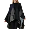 thumbnail image 1 of Breezora Elegant Lightweight Plaid Wrap With Pockets For Women Versatile Open Front Long Poncho Cape Cozy Lounge Wear For Fall And Winter Black, 1 of 3
