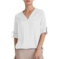 thumbnail image 1 of Breezora Elegant Women's V Neck Chiffon Blouse Soft Flowy Long Sleeve Pullover Top Lightweight Wrinkle Resistant For Work And Special Occasions S Size White, 1 of 8