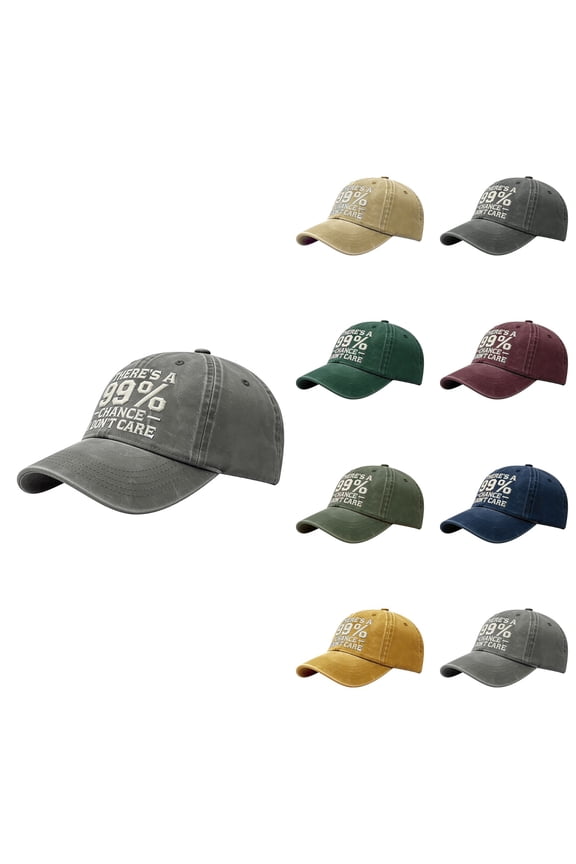Embroidered Dad Hat 99 Percent Chance I Don't Care Adjustable Distressed Baseball Cap