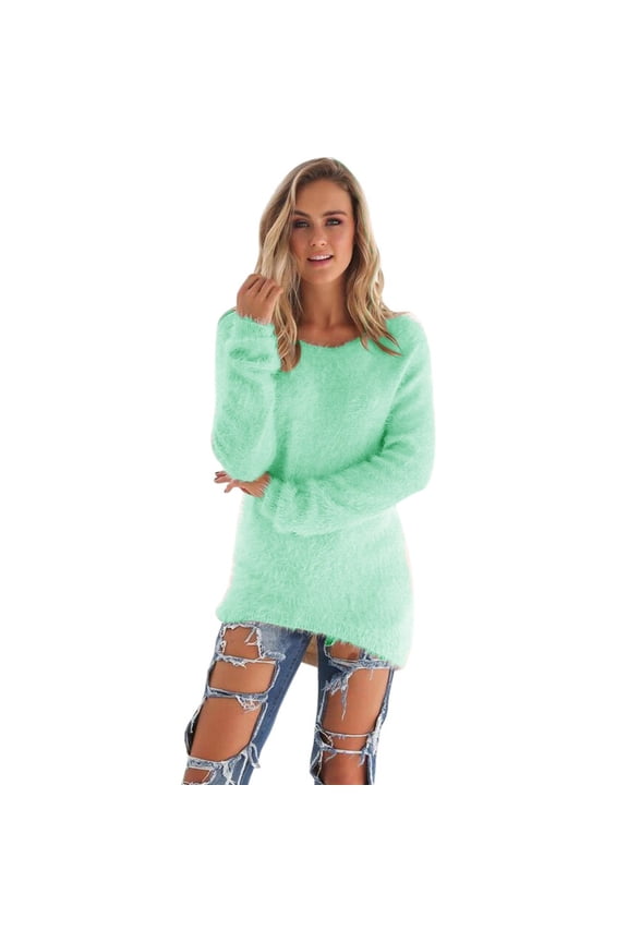 Essential Long Sleeve Knit Top For Women Everyday Comfort Soft Jumper Sweater Versatile Blouse Casual Office Wear L Size Green