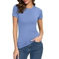 thumbnail image 1 of Breezora Essential Stretch Cotton Tee Women's Classic Crew Neck Short Sleeve Casual Top XL Size Light Blue, 1 of 6