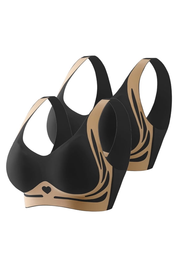 Full Coverage Bras Women Wirefree Support Lift Anti Sagging Comfort Seamless Everyday TShirt Bra L Size Black