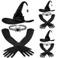 thumbnail image 1 of Breezora Halloween Witch Hat Set with Ruched Long Gloves for Women Costume Accessory Black Pointed Cap Dress Up Prop for Party Club Cosplay, 1 of 5