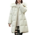 thumbnail image 1 of Breezora Hooded Longline Quilted Puffer Coat for Women Loose Fit Thickened Winter Jacket L Size Green, 1 of 4