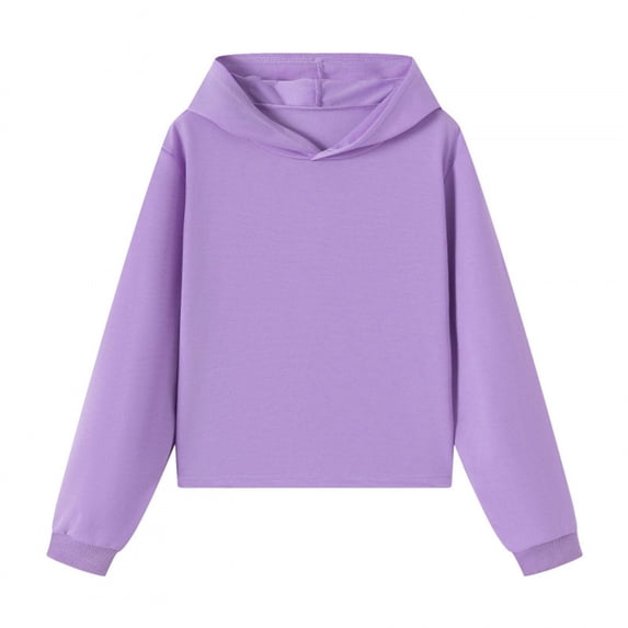 Breezora Kids Solid Color Pullover Hoodie Lightweight Long Sleeve Sweatshirt Cozy Everyday Top for Boys and Girls 110 Size Purple