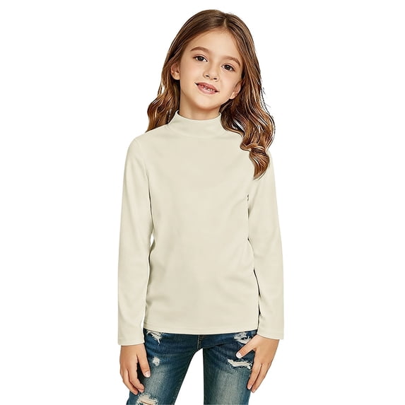 Breezora Kids Thermal Long Sleeve Shirt Base Layer for Cold Weather Breathable Moisture Wicking Top All Day Comfort 100 Size Beige