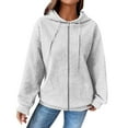 thumbnail image 1 of Breezora Ladies Casual Waffle Knit Hooded Jacket Loose Fit Drawstring Comfortable Fall Winter Outerwear Coat S Size White, 1 of 7