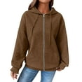 thumbnail image 1 of Breezora Ladies Casual Waffle Knit Hooded Jacket Loose Fit Drawstring Comfortable Fall Winter Outerwear Coat XXXL Size Coffee, 1 of 7
