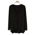 thumbnail image 1 of Breezora Ladies V Neck Modal Asymmetrical Long Sleeve Open Front Cardigan Sweater Black, 1 of 8