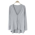 thumbnail image 1 of Breezora Ladies V Neck Modal Asymmetrical Long Sleeve Open Front Cardigan Sweater Grey, 1 of 8