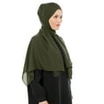 thumbnail image 1 of Breezora Lightweight Chiffon Hijab Scarf Long Head Covering Shawl for Daily Wear Army Green, 1 of 3