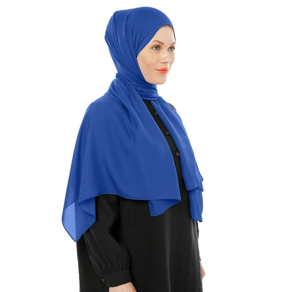 Breezora Lightweight Chiffon Hijab Scarf Long Head Covering Shawl for Daily Wear Blue