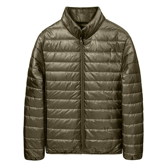 Breezora Lightweight Stand Collar Quilted Jacket for Women Comfortable Warm Winter Puffer Coat Casual Outerwear Piece M Size Blackish Green