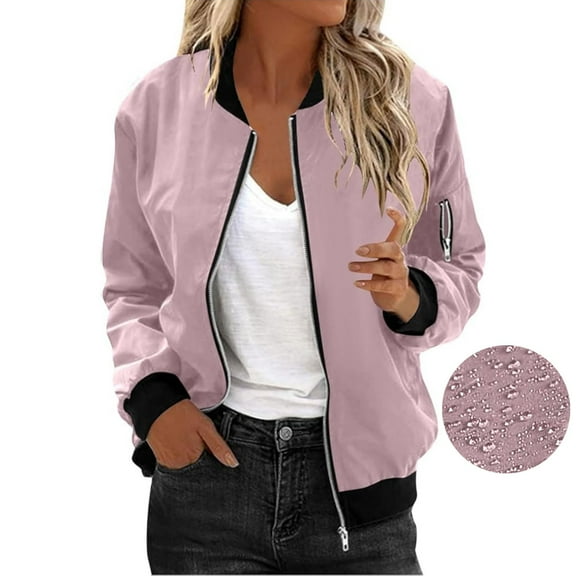 Breezora Lightweight Windproof Zip Up Jacket for Women Waterproof Fall Coat with Lining and Pockets S Size Pink