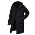thumbnail image 1 of Breezora Long Quilted Puffer Jacket Women Hooded Winter Warm Coat Zippered Cotton Outerwear Comfortable Durable L Size Black, 1 of 4
