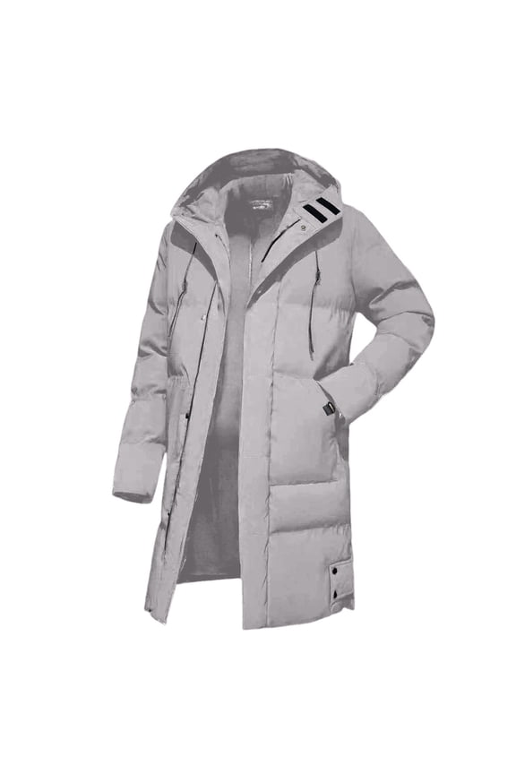 Long Quilted Puffer Jacket Women Hooded Winter Warm Coat Zippered Cotton Outerwear Comfortable Durable L Size Light Ashy