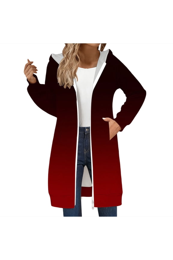 Longline Zip Up Jacket for Women Double Zipper Sweatshirt Fall Winter Fashion Outerwear Casual Oversized Layering Coat XXXL Size Black