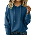 thumbnail image 1 of Breezora Loose Fit Women Hoodie Pullover Sweater Drop Shoulder Design Long Sleeve Casual Fall Winter Wear S Size Navy, 1 of 1