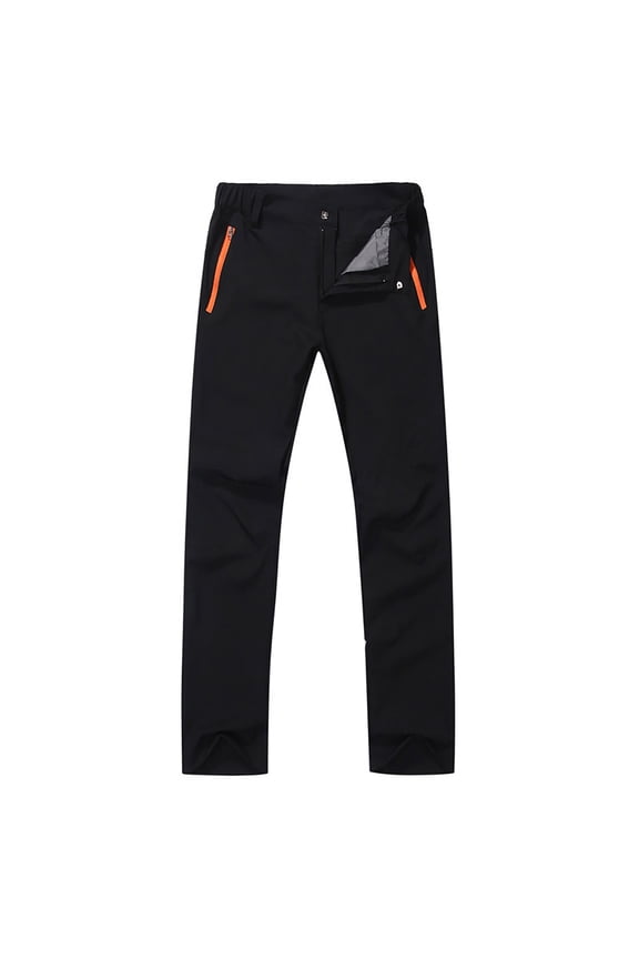 Men's All-Weather Hiking Pants with Windproof Quick-Dry Fabric for Outdoor Trekking and Mountaineering XL Size Black