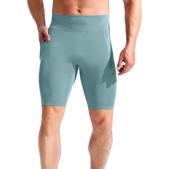 Breezora Men's Athletic Compression Shorts with Secure Pocket Moisture Wicking Performance Baselayer for Cycling Gym Training and Sports L Size Blackish Green