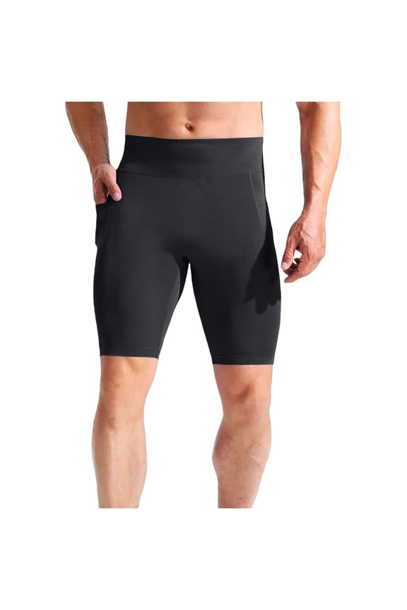 Men's Athletic Compression Shorts with Secure Pocket Moisture Wicking Performance Baselayer for Cycling Gym Training and Sports M Size Black
