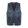 thumbnail image 1 of Breezora Men's Casual Multi Pocket Zipper Sleeveless Jacket Vest Coat British Style for Work Outdoor L Size Dark Gray, 1 of 6
