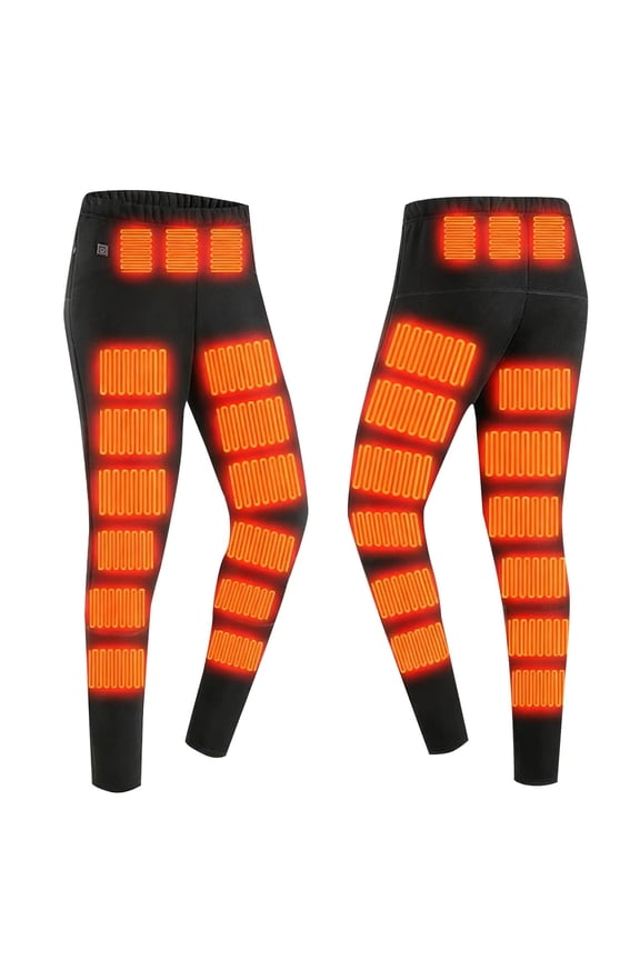 Men's Heated Thermal Pants for Winter Slim Fit Comfortable All Day Wear Battery Powered Warm Layered Base L Size Black