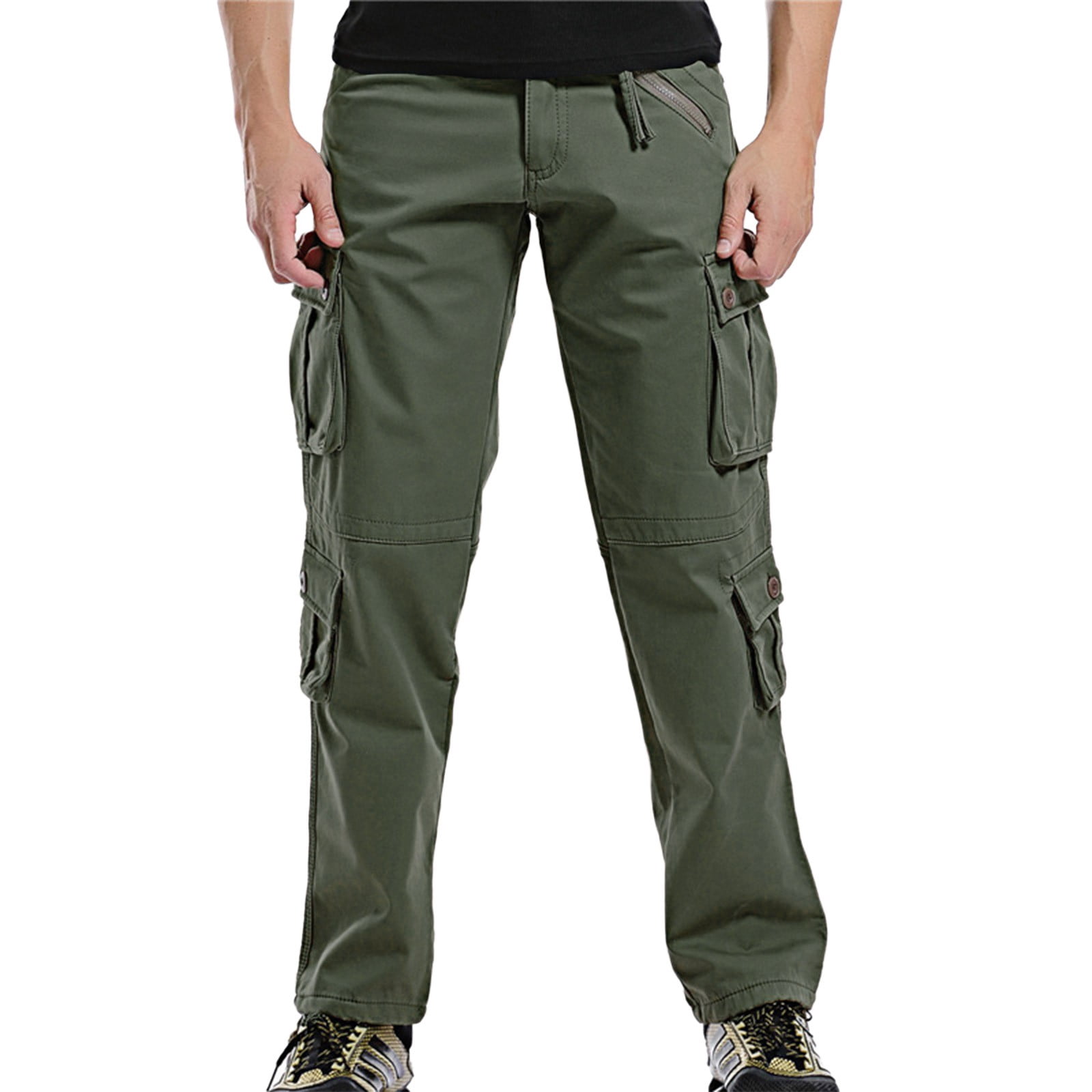 Breezora Men's Heavyweight Fleece Pants with Multiple Pockets Loose Fit ...