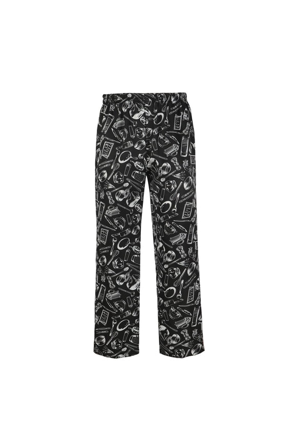 Men's Professional Work Pants Full Elastic Waist with Functional Design for Kitchen Service and Hospitality Environments L Size White