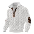 thumbnail image 1 of Breezora Men's Quarter Zip Pullover with Cadet Collar Fleece Lined Sweatshirt Thermal Insulation for Everyday Athleisure Wear L Size White, 1 of 3