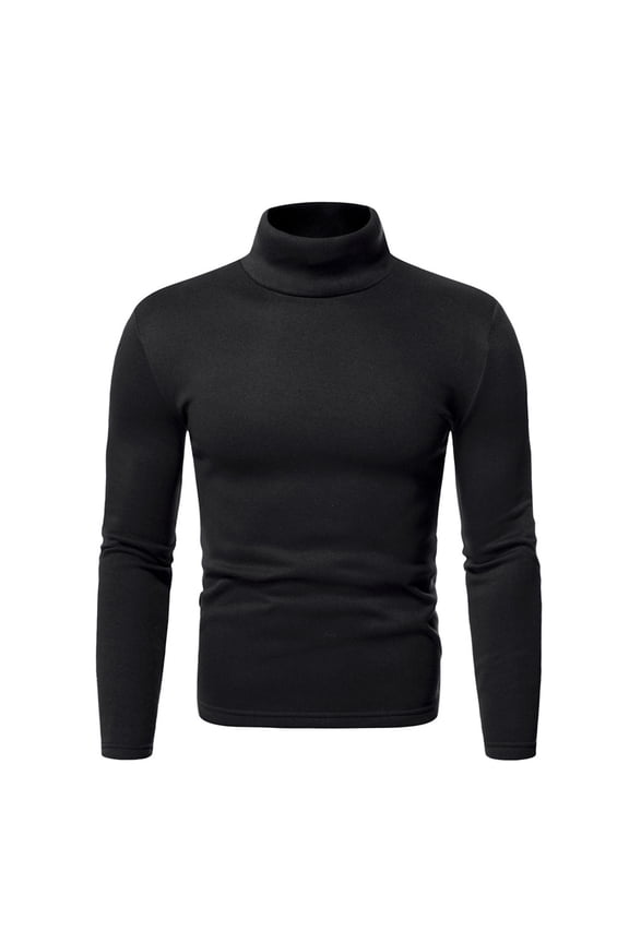 Men's Ribbed Turtleneck Pullover Sweater Soft Stretchy Slim Fit Basic Layer Top Casual Fashion Thermal Long Sleeve Tee S Size Black