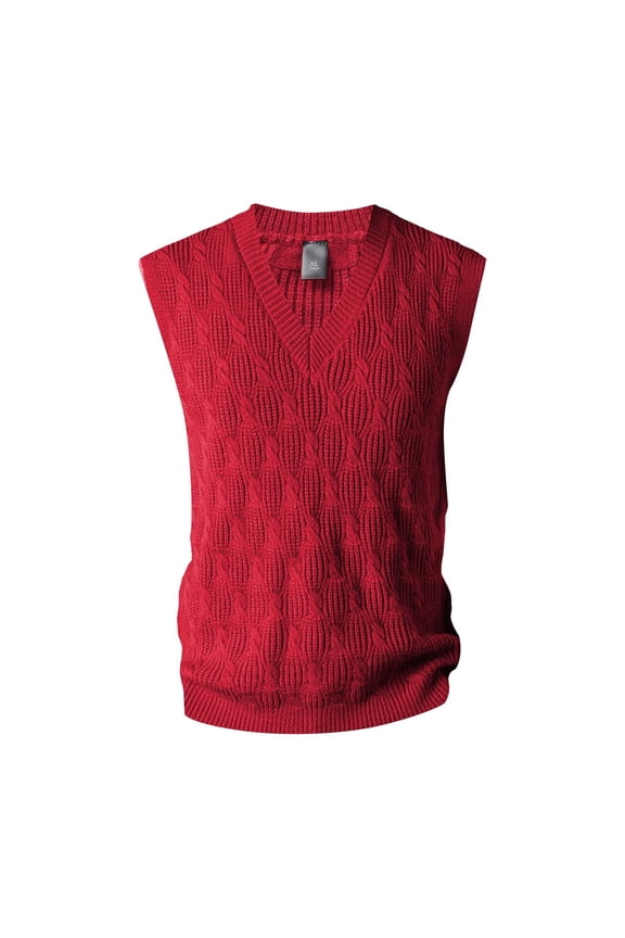 Men's Slim Knit Sweater Vest Lightweight Warm Undershirt for Casual and Business Attire M Size Red