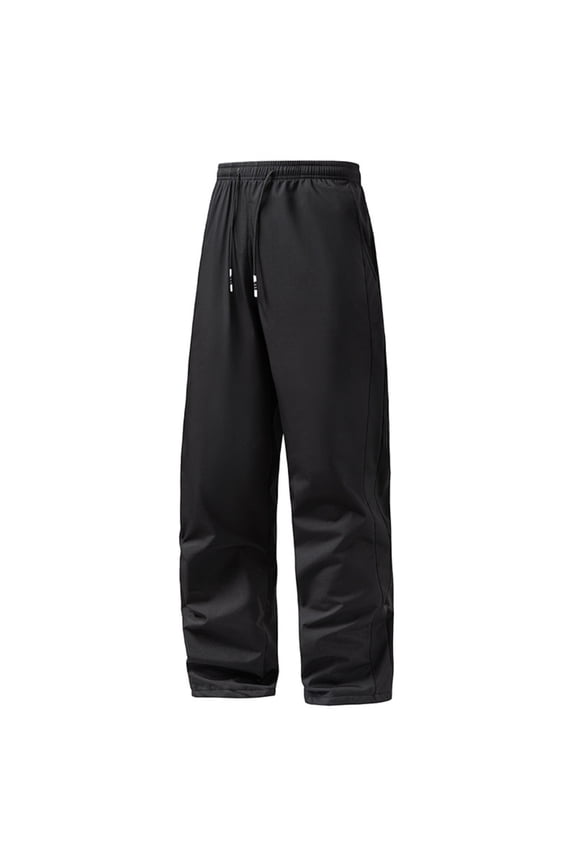Men's Thermal Lined Sweatpants for Winter Warmth Windproof Fleece Pants Wide Leg Track Lounge Pants for Men Cold Weather L Size Black