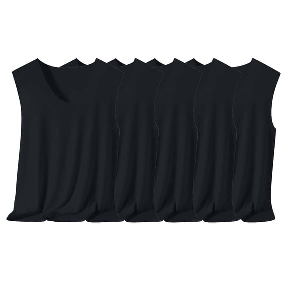Breezora Mens 5 Packs Tank Tops Sleeveless V Neck Casual Undershirts Soft Breathable Fabric Value Pack for Gym and Daily Wear Comfort Fit L Size Black