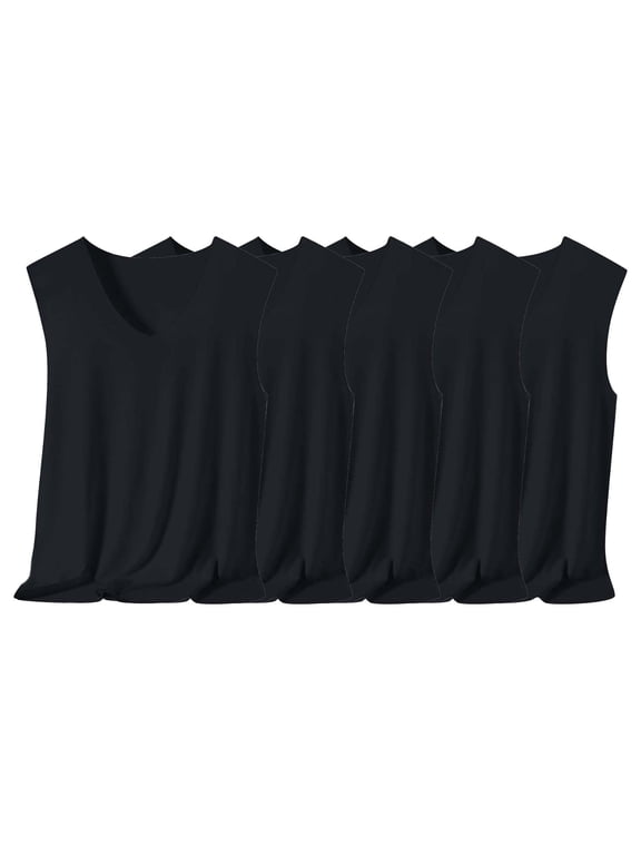 Mens 5 Packs Tank Tops Sleeveless V Neck Casual Undershirts Soft Breathable Fabric Value Pack for Gym and Daily Wear Comfort Fit M Size Black